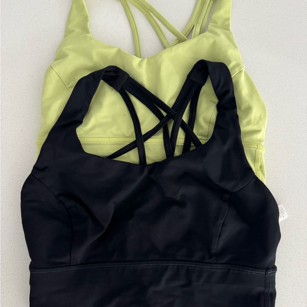 lululemon athletica Black and Lime Sports Bras